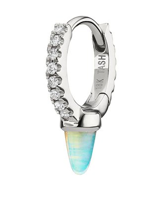 Maria Tash 18kt white gold short opal spike diamond Eternity clicker earring - FARFETCH