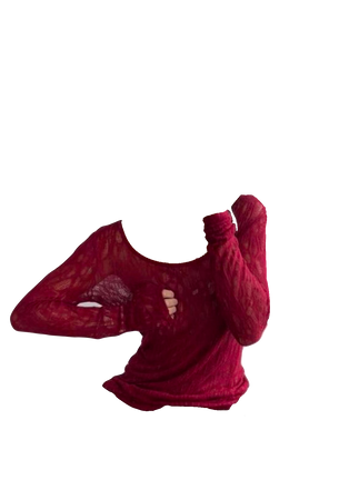 long sleeve red crochet top