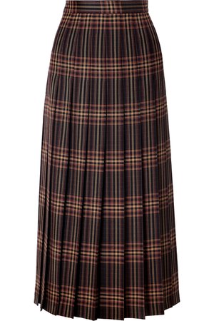 Gucci | Pleated checked wool-twill midi skirt | NET-A-PORTER.COM