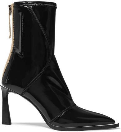 Two-tone Glossed-neoprene Ankle Boots - Black