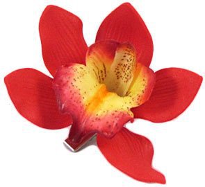 Red orchid hair clip