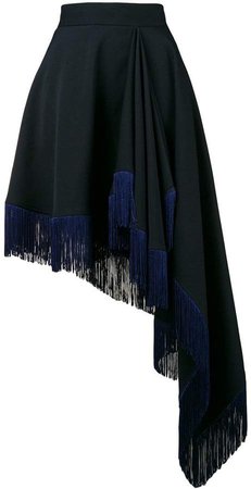 asymmetric fringed cotton skirt