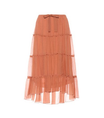 Tiered cotton and silk skirt