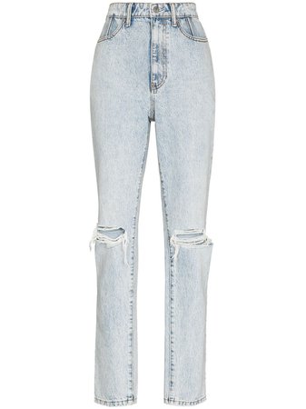 Shop Alexander Wang ripped straight-leg jeans with Express Delivery - FARFETCH