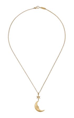 18k Gold Star Struck Crescent Moonface Diamond Necklace By Anthony Lent | Moda Operandi