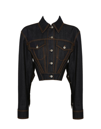Alexander McQueen | Slashed Denim Jacket in Dark Navy Front Only (Dei5 edit)