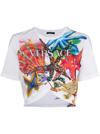 Versace Trésor De La Mer Print Cropped T-shirt - Farfetch