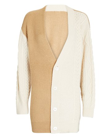 Ronny Kobo Darby Color Blocked Cable Knit Cardigan | INTERMIX®