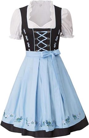 Amazon.com: JASAMBAC Women's German Dirndl Dress Costumes 3 Pieces for Oktoberfest Carnival : Clothing, Shoes & Jewelry