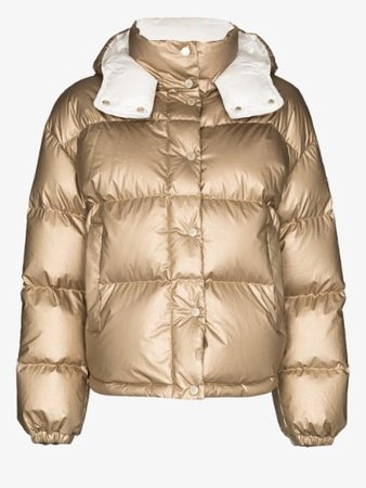 Moncler metallic hooded puffer jacket | Browns