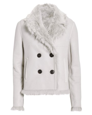 Reversible Double-Breasted Shearling Coat | INTERMIX®