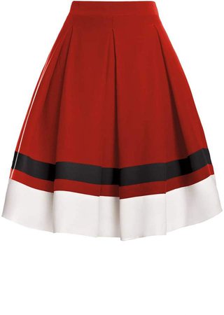 Rumour London Bella Red Silk Flared Skirt