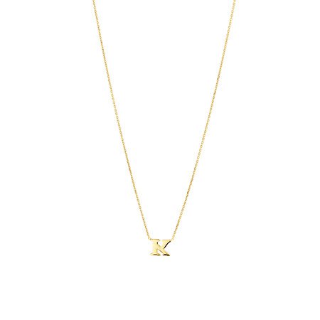"K" Initial Necklace in 10ct Yellow Gold