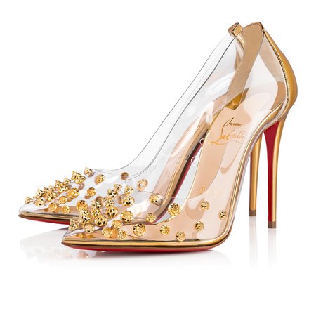 Collaclou 100 Gold/Gold PVC/Specchio - Women Shoes - Christian Louboutin