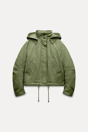 ZW COLLECTION CROPPED PARKA - Green | ZARA United States