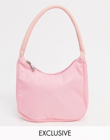 Glamorous Exclusive 90s shoulder bag in pink nylon | ASOS