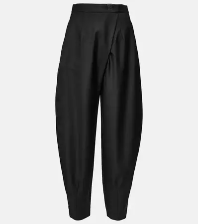 High-rise flared wool suit pants in black - Saint Laurent