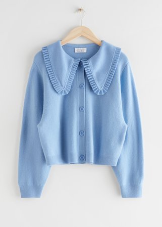 Statement Collar Wool Knit Cardigan - Light Blue - Cardigans - & Other Stories