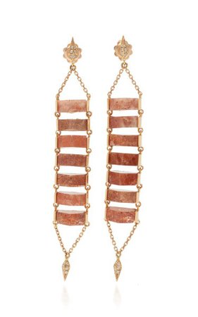 Ladder 18k Rose Gold Sunstone, Diamond Earrings By Karma El Khalil | Moda Operandi