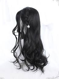 natural black daily long curly hair Lolita wig - Google Search