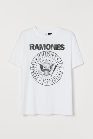 T-shirt with Printed Design - White/Ramones - Ladies | H&M CA