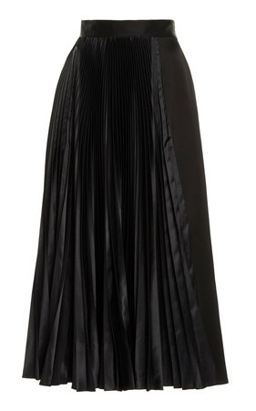 Pleated Sateen Midi Skirt by JW Anderson | Moda Operandi