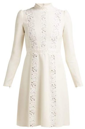 Lace Insert Cady Mini Dress - Womens - Ivory
