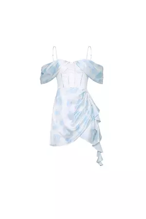 Melody Off Shoulder Bustier Dress (Blue) – Ozlana