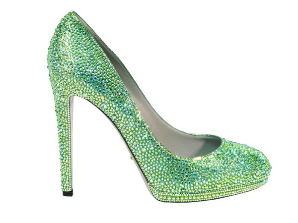 Sergio Rossi Dragon Lady Turquoise Crystal Pumps