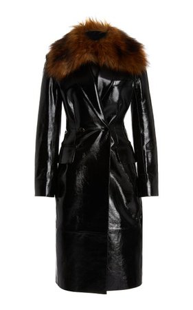 Finna Removable Faux Fur Collar Leather Trench Coat By Khaite | Moda Operandi
