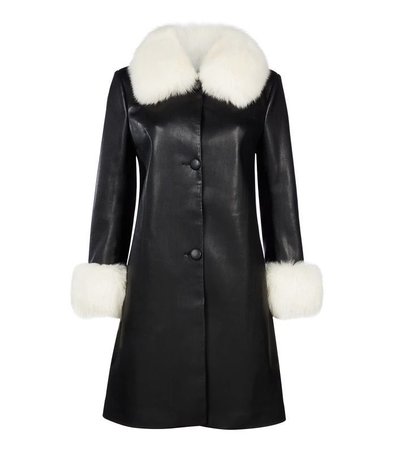black fur leather coat