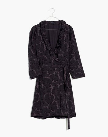 Ruffled Wrap Dress in Floral Jacquard