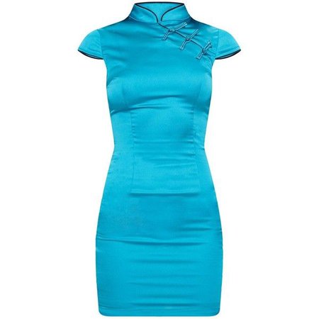 Turquoise Oriental Bodycon Dress