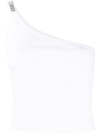 Aries Cropped One-Shoulder Top SQAR00001 White | Farfetch