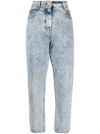 Balmain acid-effect straight-leg jeans blue VF15700D105 - Farfetch