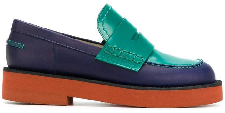 colour blocked loafers