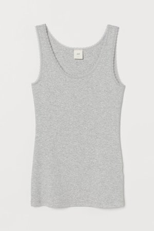 Lace-trimmed Tank Top - Gray
