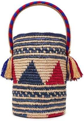 Sonora Tasseled Woven Straw Bucket Bag