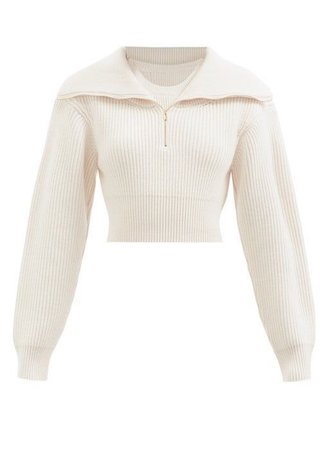 white zip sweater