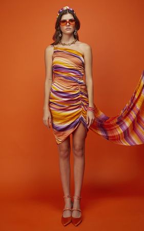 Lanette Trailing Train Ruched Mini Dress By Autumn Adeigbo | Moda Operandi