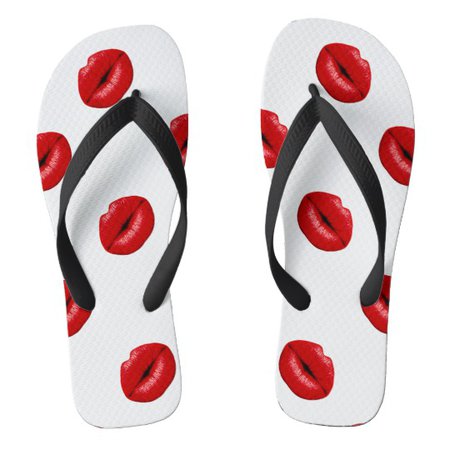 RED LIPS too.png Flip Flops | Zazzle.com