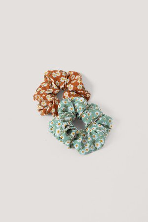 2-Pack Blossom Printed Scrunchies Multicolor | na-kd.com