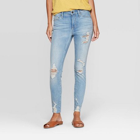 Women's High-Rise Distressed Skinny Jeans - Universal Thread™ Light Wash : Target