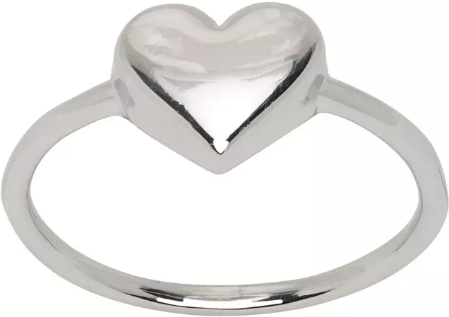 Numbering: Silver #5407 Mini Heart Ring | SSENSE