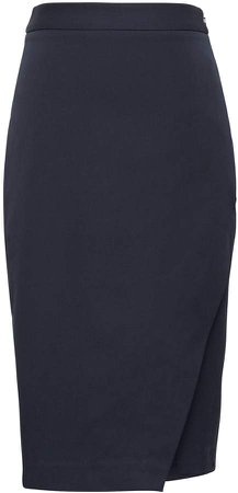 Bi-Stretch Wrap-Front Pencil Skirt
