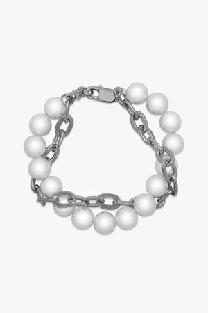 Twisted Chain & White Pearl Bracelet