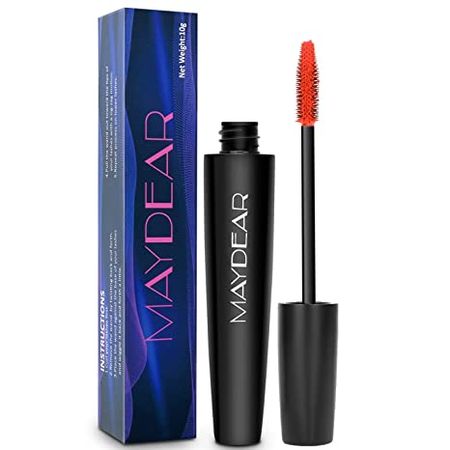 Maydear Waterproof Color Mascara, Longlasting, Smudge-Proof, Voluminous and Charming Mascara, Multiple colors available–Red，0.35 Ounce