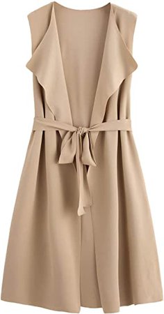 SheIn Women's Casual Lapel Open Front Sleeveless Vest Cardigan Blazer with Belt Jacket : Clothing, Shoes & Jewelry