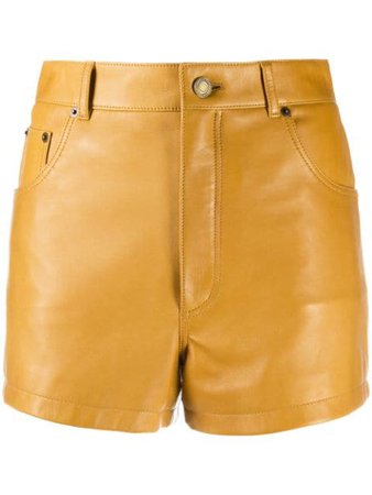 Shop brown Saint Laurent lambskin leather shorts with Express Delivery - Farfetch