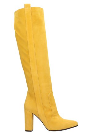 Via Roma 15 High Heels Boots In Yellow Suede